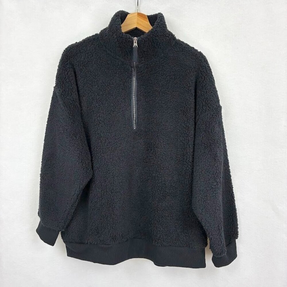 Hippie Rose Quarter Zip Sherpa Jacket Outdoor Cozy Teddy Bear NWT L